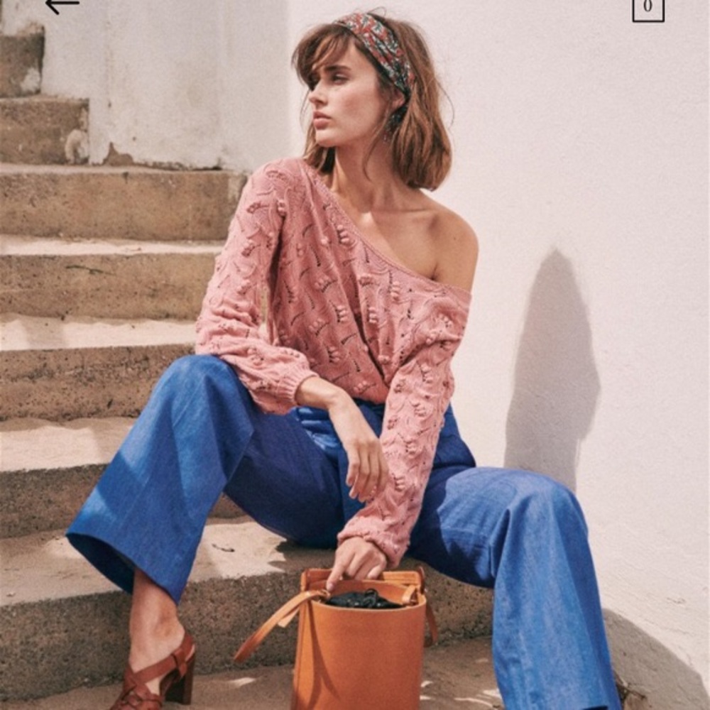 Sezane Pink Crewneck Sweater